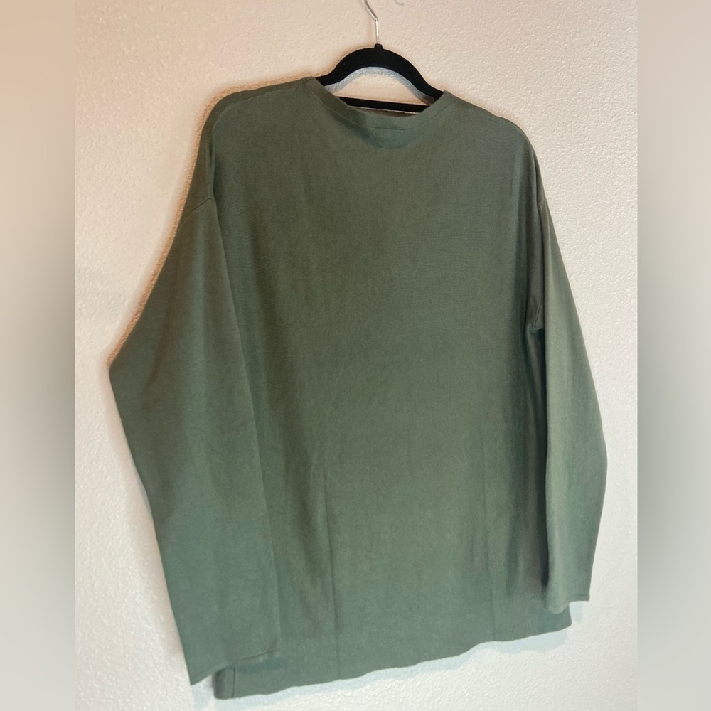 Ann Taylor~NWT~Soft~Olive Green~Cowl Neck~Drop Shoulder~Knit Sweater~Size L - Picture 8 of 10